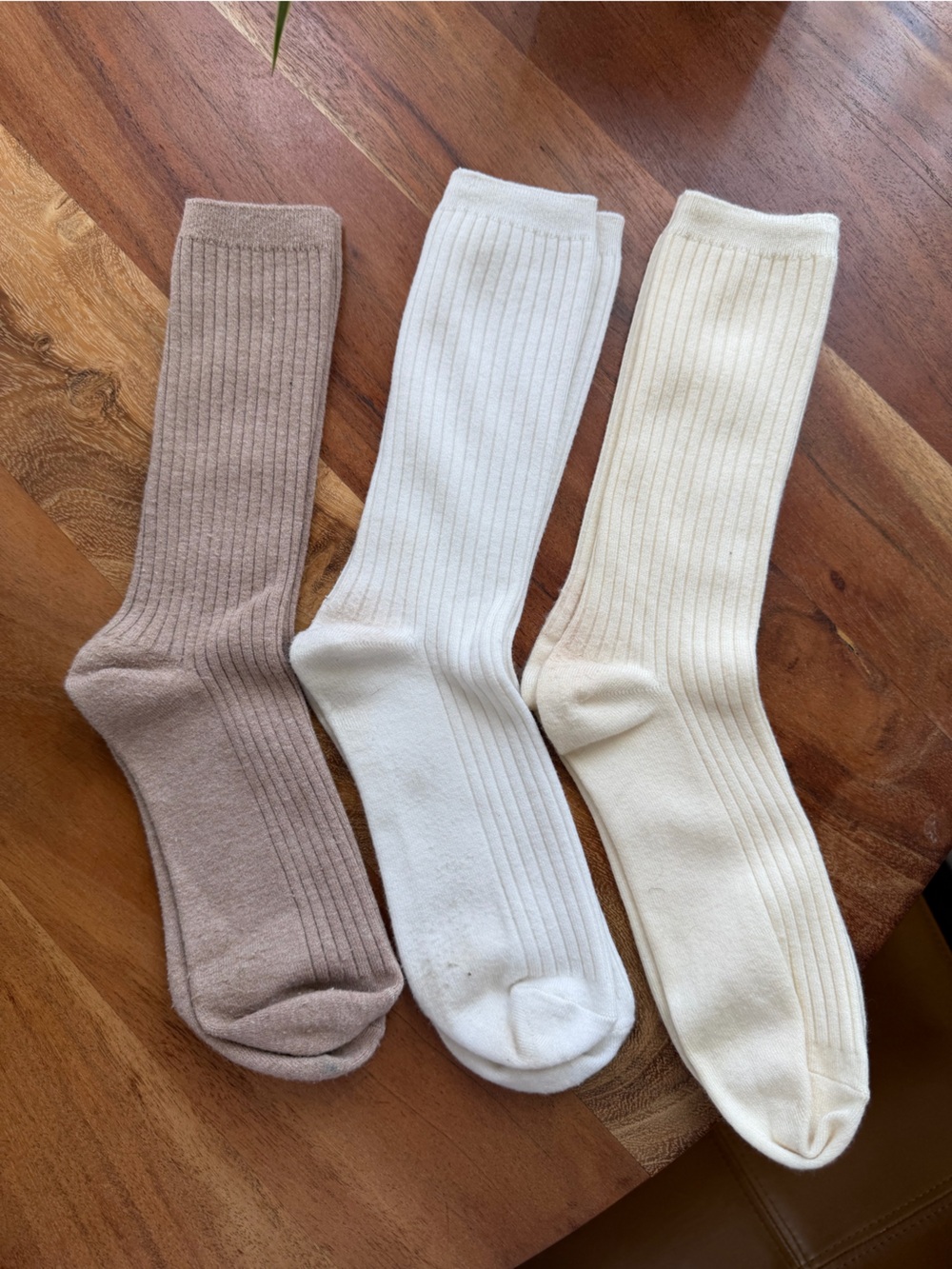 J crew Ribbed Crew Socks - Beige, White, Cream (fits shoe size 6.5-8)